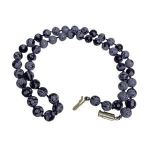 Gemstone Necklace 20” Handmade knitted 8mm round Jasper Stones